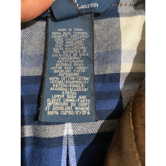 Polo by Ralph Lauren 100% Cowhide Leather Moto Jacket in Mahogany - Picture 13 of 13